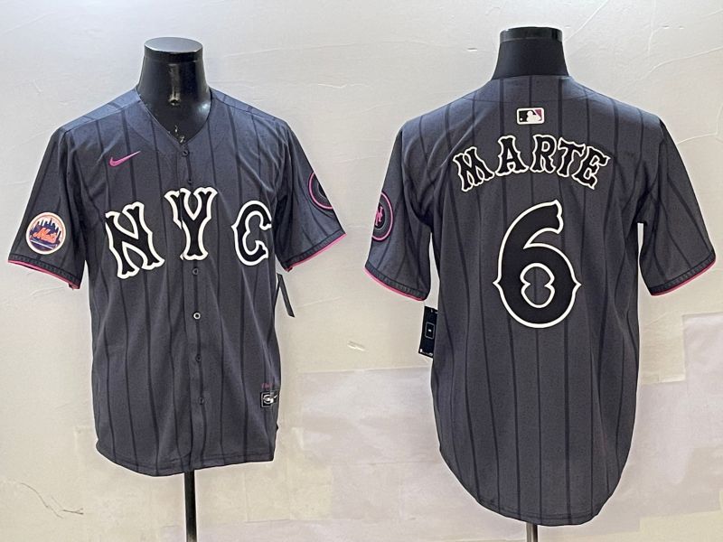 Men New York Mets #6 Marte Black City Edition 2025 Nike MLB Jersey style 2->new york mets->MLB Jersey